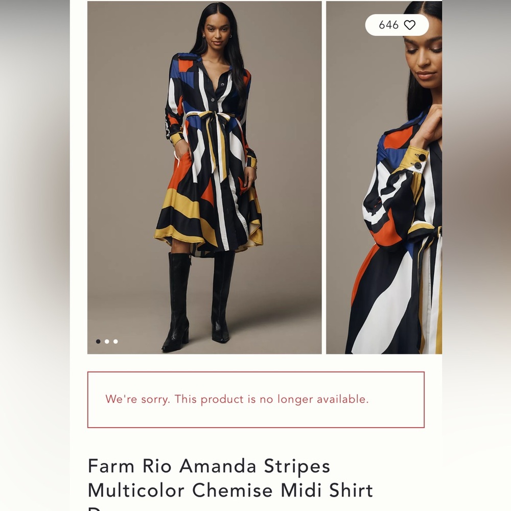 FARM Rio for Anthropologie Stripes Chemise Midi shirt  Dress